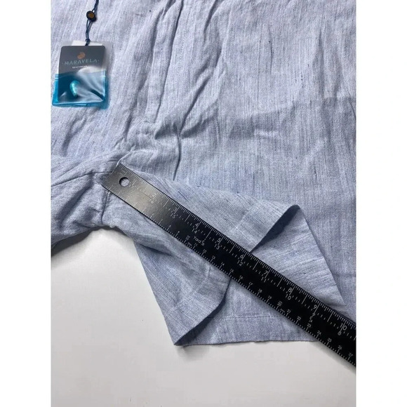 Maravela Beachwear Mens 36 Light Blue Lightweight Linen Blend Chino Shorts $280 - Picture 7 of 10